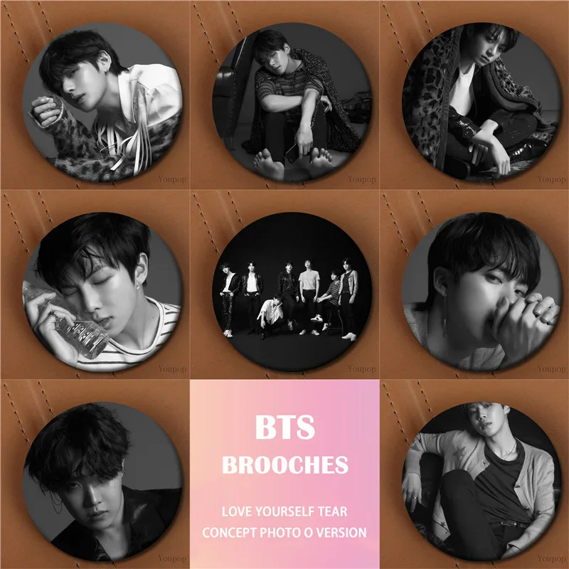 

Youpop KPOP Bangtan Boys 2018 New Album LOVE YOURSELF Tear Concept Photo O Version JHOPE RM Brooches Pin Badge Accessories