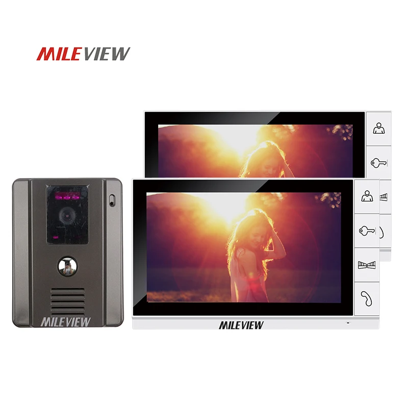 

MILEVIEW 9" Color Screen Video Door Phone Intercom System + 2 White Moniors + 1 Night Vision Doorbell Camera Free Shipping