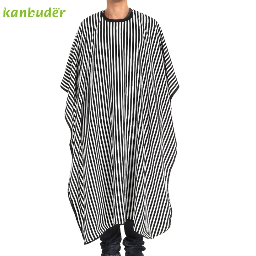Kanbuder New Black and white stripes buckle Cutting Hair Waterproof Cloth Salon Barber Gown Cape Hairdressing Hairdresser 1PC