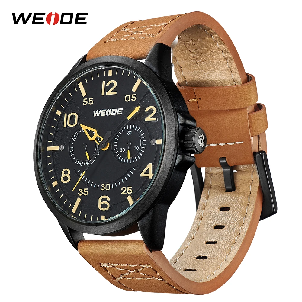 

WEIDE Men's Watches Leather Business Calendar Quartz Watch Male clock Relojes Hombre Relogio Masculino