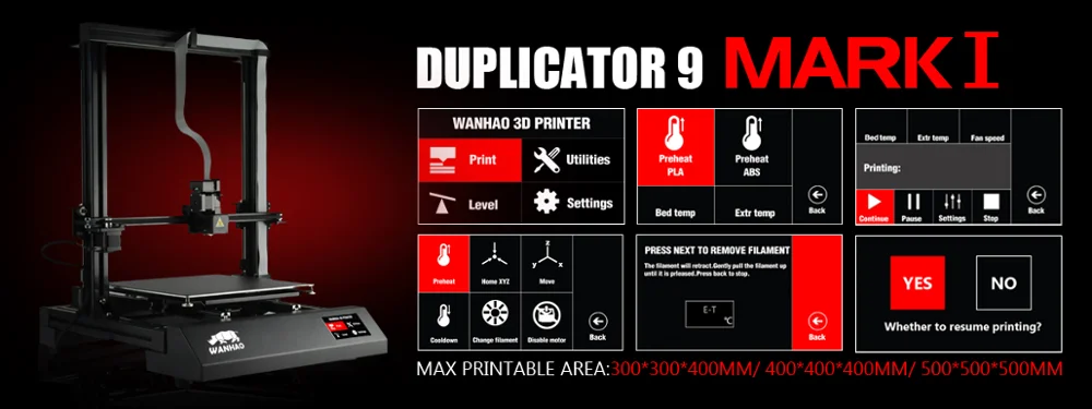 Новейший WANHAO прямые продажи с фабрики D9/300 Mark2 FDM/FFF широкоформатный 3D принтер размер печати 300*300*400 мм
