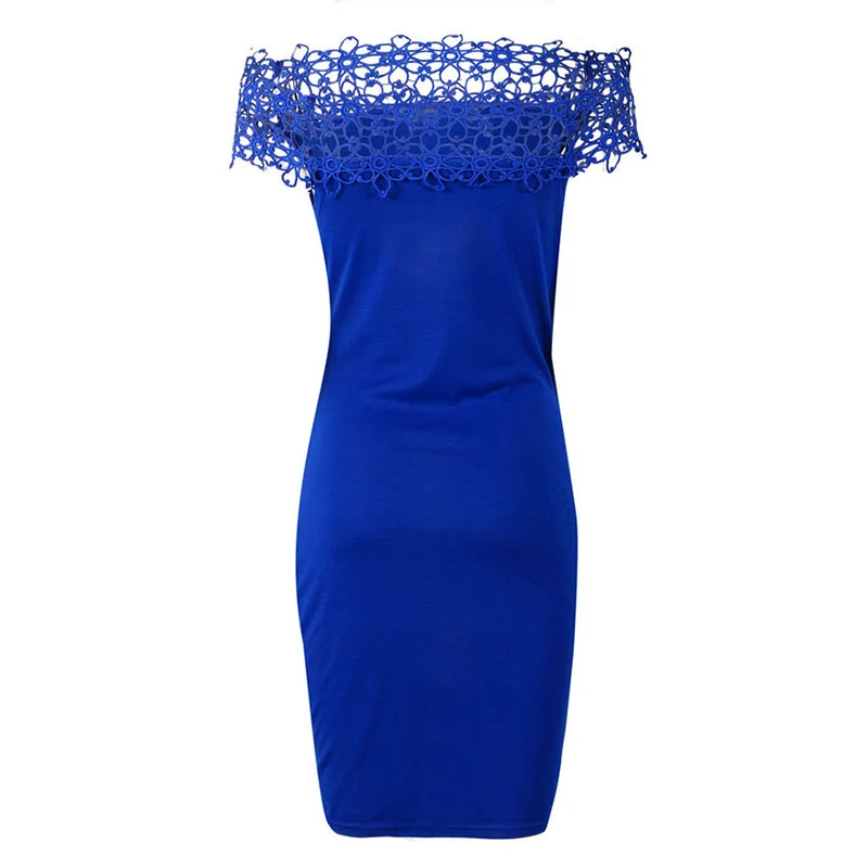 Women Summer Party Dress 2019 Sexy Off Shoulder Bodycon Mini Dress Ladies Casual Lace Patchwork Slash Short Dress Casual Vestido