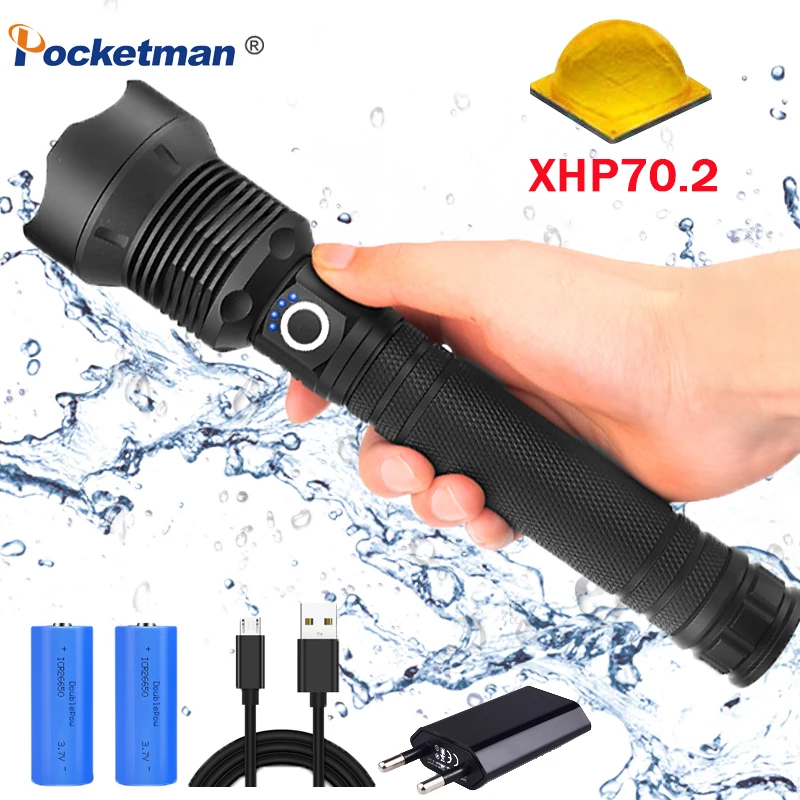 

60000ML xhp70.2/xhp50 led flashlight usb charging lamp zoom Shock Resistant Self defense Outdoor powerful led torch for camping