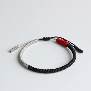 

Black-Red Tibetan Buddhist Handmade Knots Lucky Rope Bracelet Unisex Monks Blessed One Heart To The Buddha - Traditional