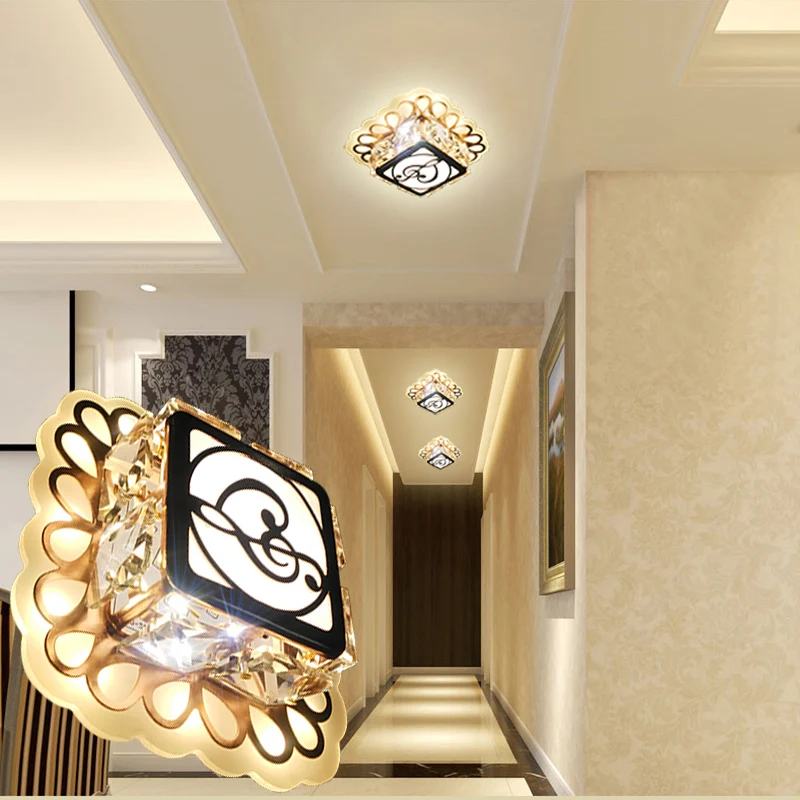 

LAIMAIK 8W AC90-260V Crystal LED Ceiling Lights Modern Ceiling LED lamp Embeded Instal Crystal LED Lighting For Living Room