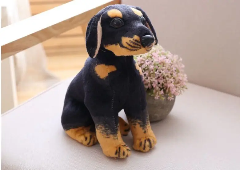 middle plush simulaiton Rottweiler dog toy sitting black doll gift about 32cm | Игрушки и хобби