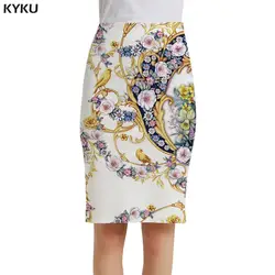 KYKU юбки с цветочным рисунком Для женщин Art вечерние птица офис карандаш с животными Harajuku 3d печати юбка дамы юбки Для женщин s трикотажные