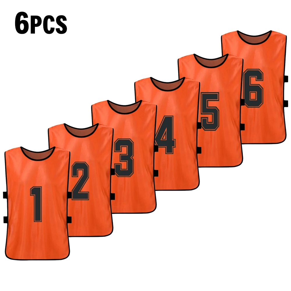 6 PCS Adults Soccer Pinnies Quick Drying Football Jerseys Vest Breathable Team Training Bibs Scrimmage Practice Sports Vest