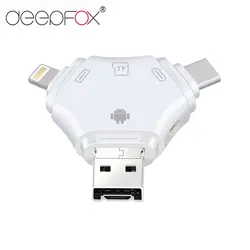 Deepfox 4 в 1 Тип-c/Lightning/Micro USB/USB 2,0 Порты и разъёмы Card Reader Micro SD OTG Картридер для Android iPad/iPhoneX Reader