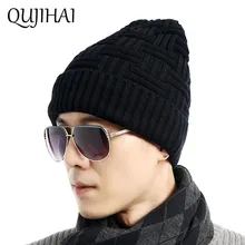 QUJIAHI Winter Hat Hat Men Women Outdoor Warm Knitted Beanies Hat Stripes Gorra Bone