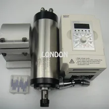 ER16 диаметр 80 мм 220 В водяное охлаждение 1.5KW шпиндель с 4 шт. подшипник для чпумашина+ 1.5KW частотно-регулируемым приводом+ стойка+ ЧПУ гравировочные Биты