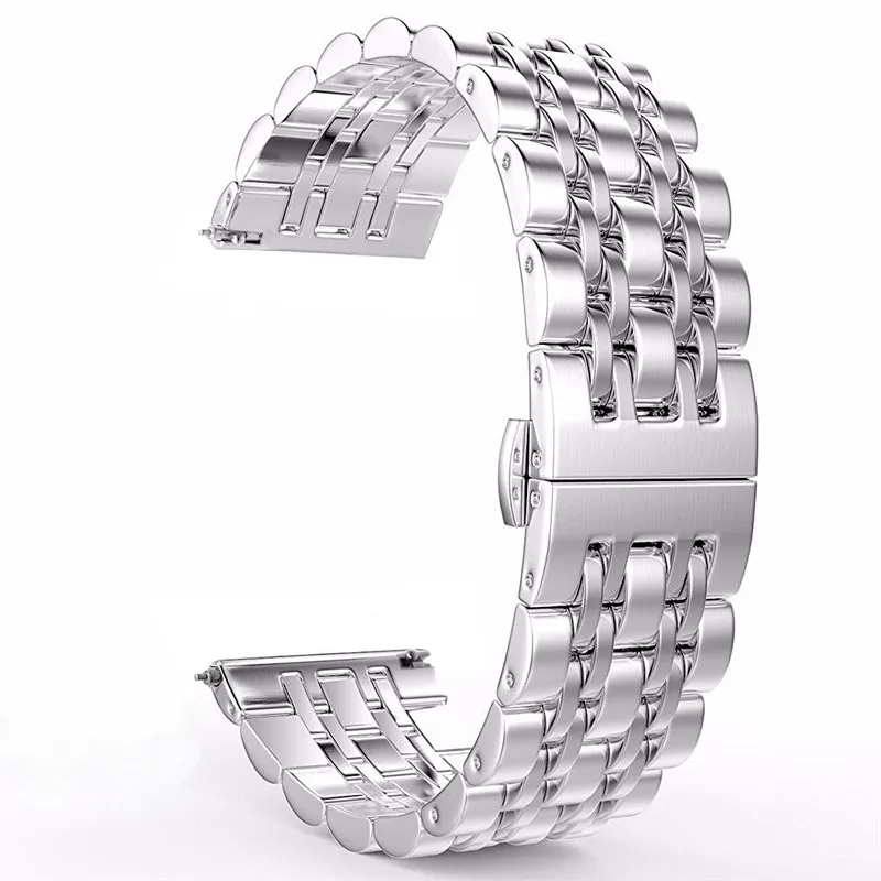 Нержавеющая сталь браслет 20 мм/22 мм длина браслета для samsung gearS3/S2 классический Forntier Galaxy Watch 46 мм 42 мм полосы/Активный 40 мм ремешок - Цвет: Silver color
