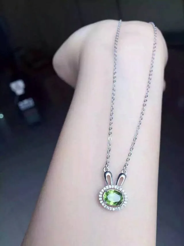 Натуральный зеленый камень хризолит Цепочки и ожерелья S925 серебро Природный оливин кулон Цепочки и ожерелья для Обувь для девочек Дамская