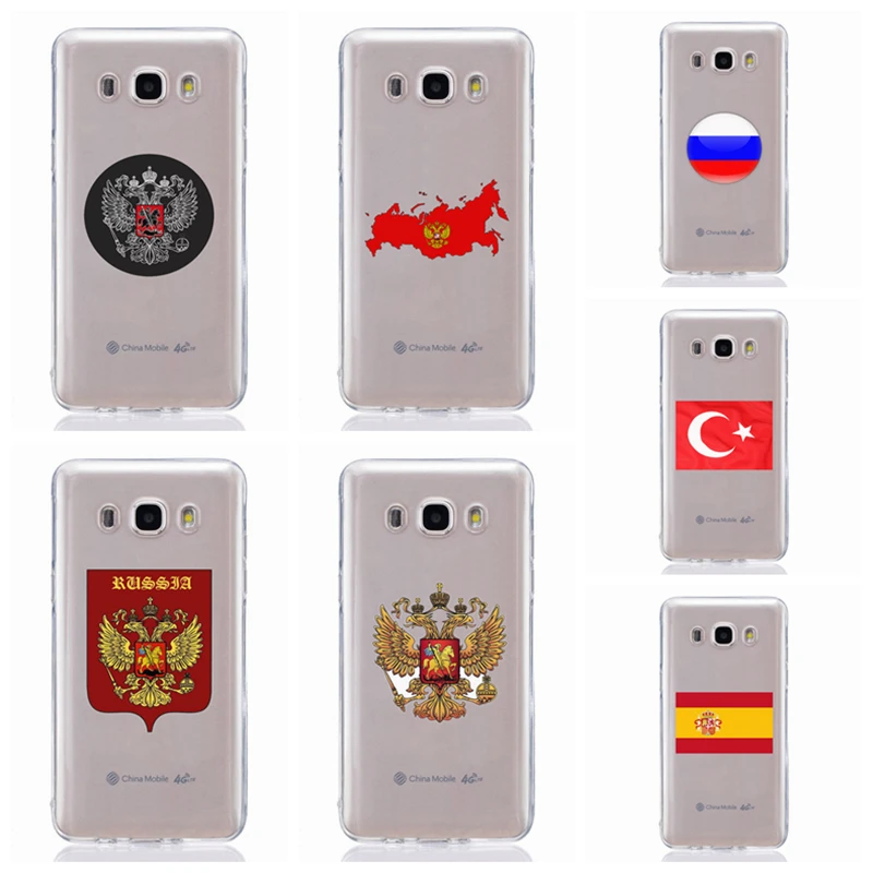 Для Samsung Galaxy A3 A5 2016 2017 prime J1 J2 J3 J5 J7 красочный чехол из ТПУ Мягкий флаг России