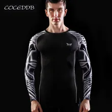 Muscle Men Compression Tight Skin Shirt Long Sleeves 3D Prints MMA Rashguard Fitness Base Layer Weight Lifting Male Tops Wear