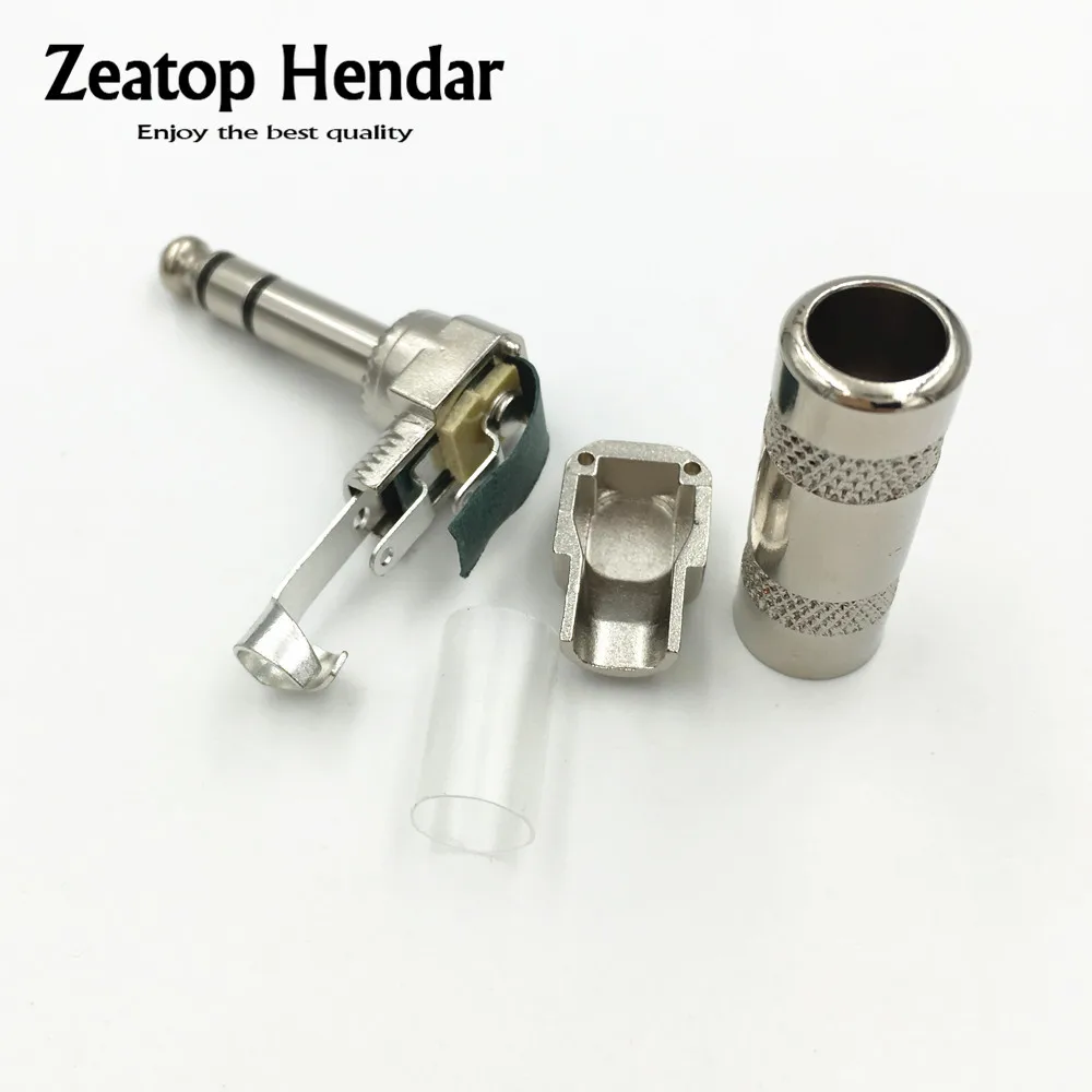 

8Pcs Brass 6.35mm (1/4") 3 Pole Male Right Angle TRS Jack Stereo Audio Plug Solder Connector Adapter