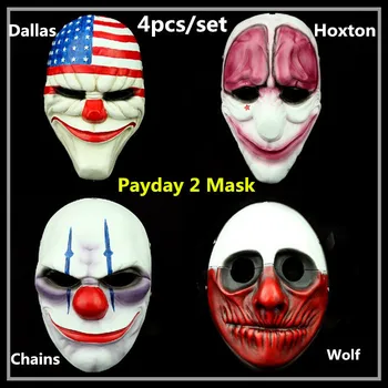 

Resin handmade prop Online Games Heist Payday Dallas Wolf Chains Hoxton A full set of Mask Halloween Cosplay Masquerade Costume