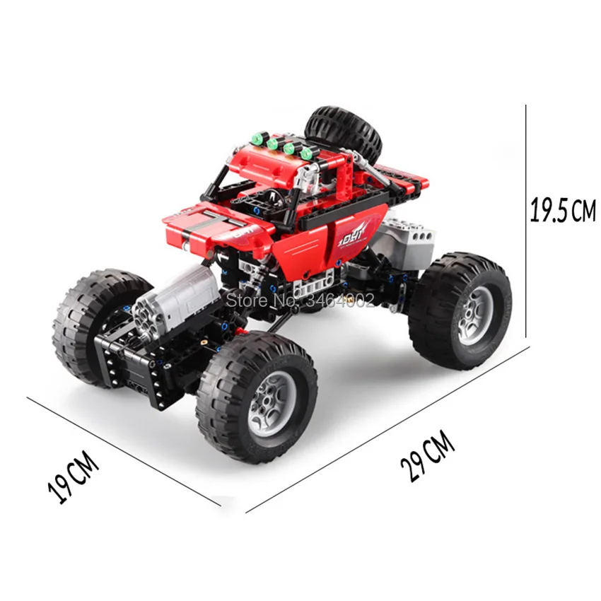 489 шт. строительные блоки RC 4WD 2,4 г альпинистский автомобиль двойные двигатели Bigfoot автомобиль внедорожный автомобиль совместимый основной бренд кирпичики игрушки подарок