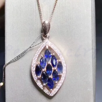 

Natural real sapphire necklace pendant Free shipping 925 sterling silver Fine jewelry 0.25ct*9pcs gemstone X8102906