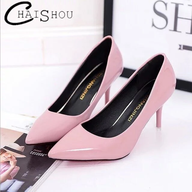 

Pumps 2018 spring summer new nude color pointed women's shoes are sexy high heels Wedding shoes Fine with women Work shoes U246