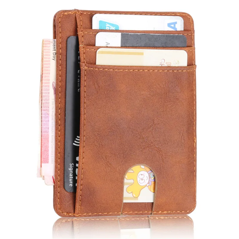 

Slim RFID Blocking Leather Wallet Credit ID Card Holder Purse Money Case for Men Women 2018 Fashion Coin Bag 11.5x8x0.5cm