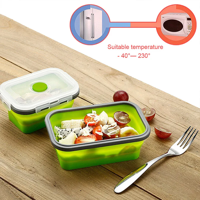 

Silicone Lunch Box Portable Food Container Microwavable Lunch boxes for Children Camping Outdoor Dropshipping