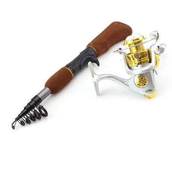 

Promotion! 1.55M MINI fishing rod Portable Foldable Travel Casting Rods with Reel Rod Combo Travel Fishing Set