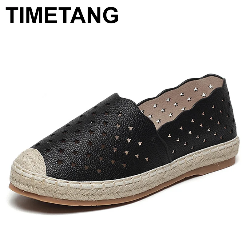 

TIMETANG2019spring and autumn new large size ladies fisherman shoes 35 -43 flat round head flat leather women's shoesE648