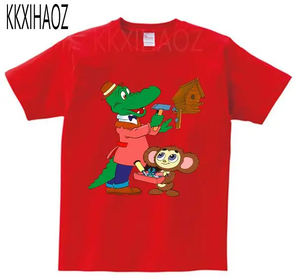 Новая забавная футболка «Чебурашка», милая летняя одежда для детей, топы для мальчиков и девочек, футболка «Чебурашка», MJ4233 - Цвет: Pink