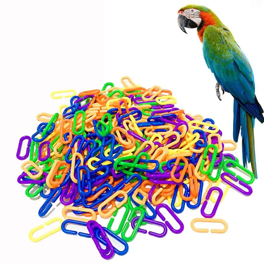 100 Durable Plastic C Clips Hooks Chain Links Glider Rat Parrot Bird