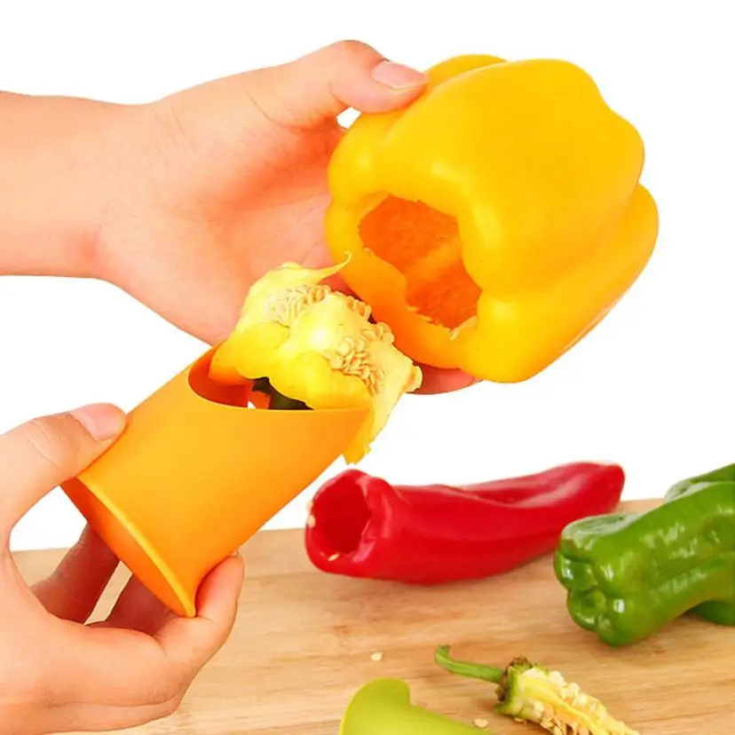 

2 pcs/set Multifunction Green Pepper Chili Core Separator Device Plastic Tomato Fruit Vegetable Cutter Kitchen Toolsute