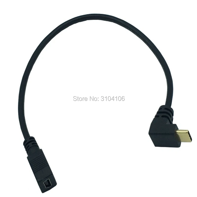 Зарядный кабель USB 0 25 Type C преобразователь м с двумя штекерами левый и правый угол