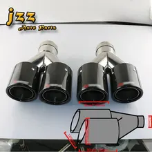 1SET2PCS akrapovic car tailpipes double Slant And Rolled Burning Black Stainless Steel car exhaust Pipe Muffler tips