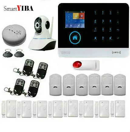 

SmartYIBA WIFI GSM GPRS House Security Alarma Kits Red Strobe/Flash Siren Door Gap Sensor APP Control IP Camera Home Alarm