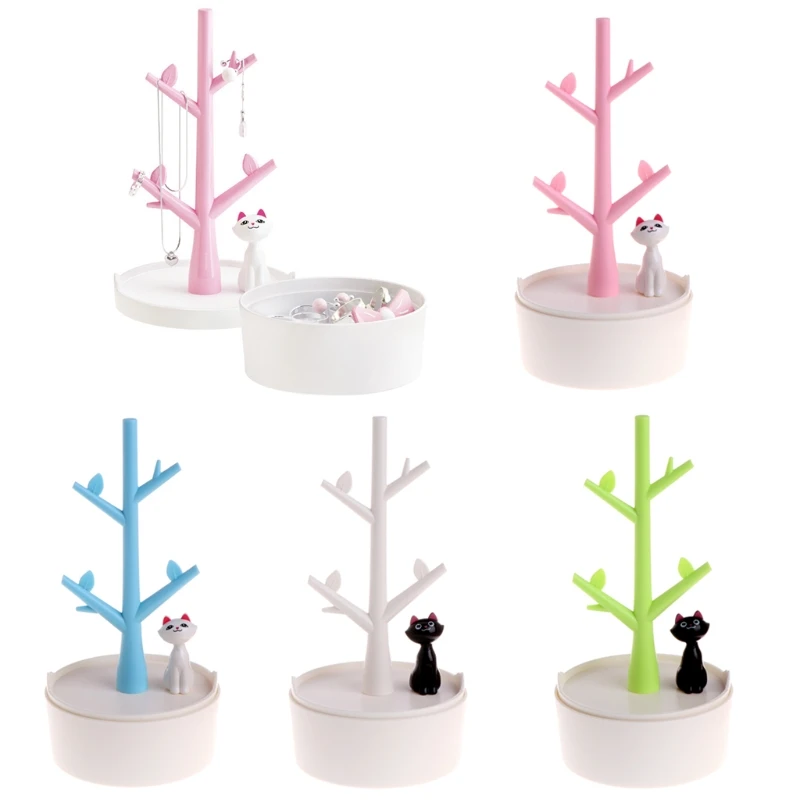 

Tree Cat Jewelry Display Rack Decorative Storage Holder Necklaces Bracelet Rings -W128