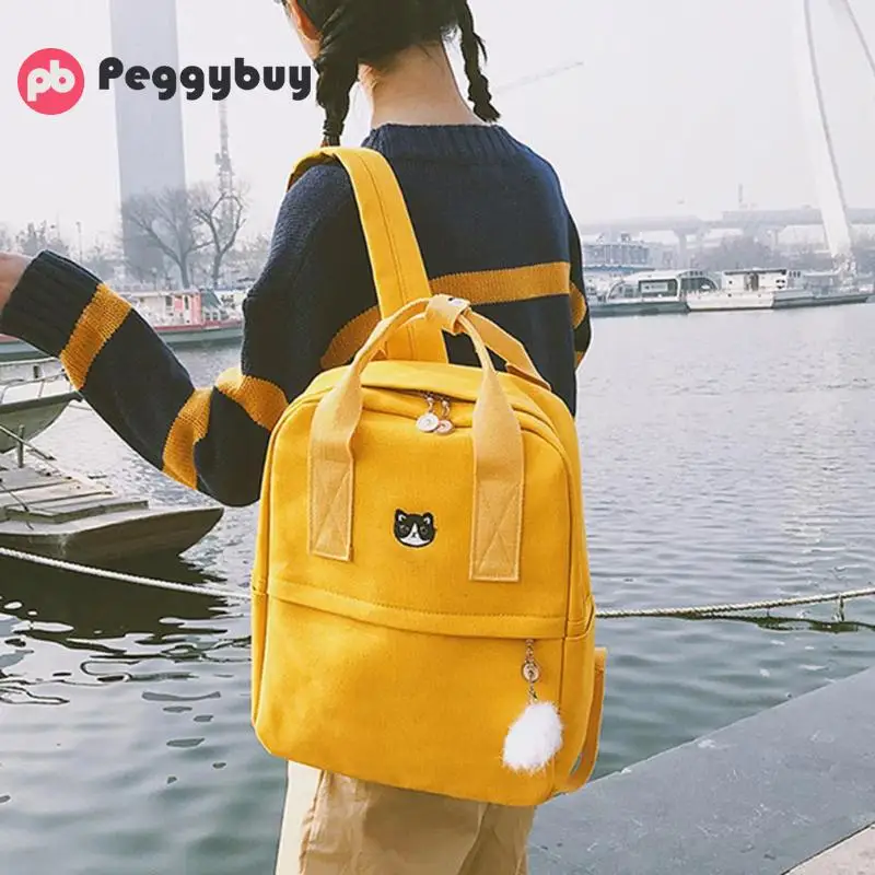 

Preppy Style Women Girls Canvas Backpack Teen Vintage Casual Shoulder School Backpack korean style Rucksack Mochila Feminina New