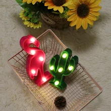 Мультфильм ночные светильники Фламинго/Кактус/ананас светодиодный настольная лампа для детей спальня вечерние украшения подарок на день рождения ребенка