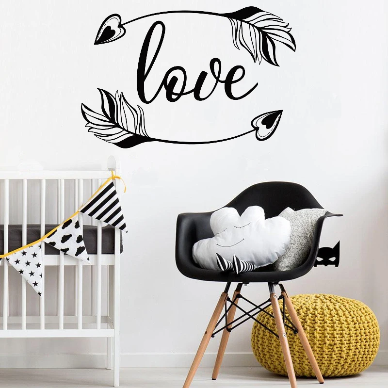 

Виниловые Настенные стикеры Love Arrow в стиле бохо, Настенный декор для спальни, художественные настенные наклейки, съемные креативные домашние декоративные наклейки для детской комнаты LC246