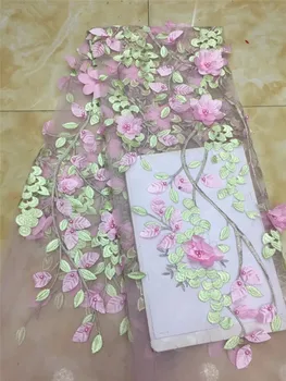 

special Tulle lace Fabric with beads and tree leafs design BZL-101216 Nigerian French Lace Fabric