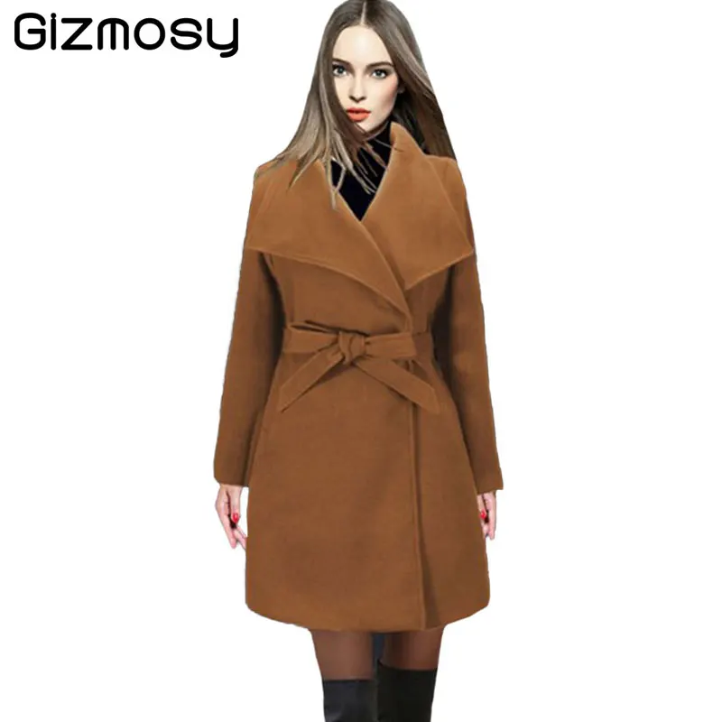 Black Survêtement Wool Pour green Automne Coat Sy1807 khaki Femmes Laine Blend Veste Pc Trench De 2017 Long Casual Dame 1 Vêtements Lâche Nouveau Hiver ZgRq7wxH