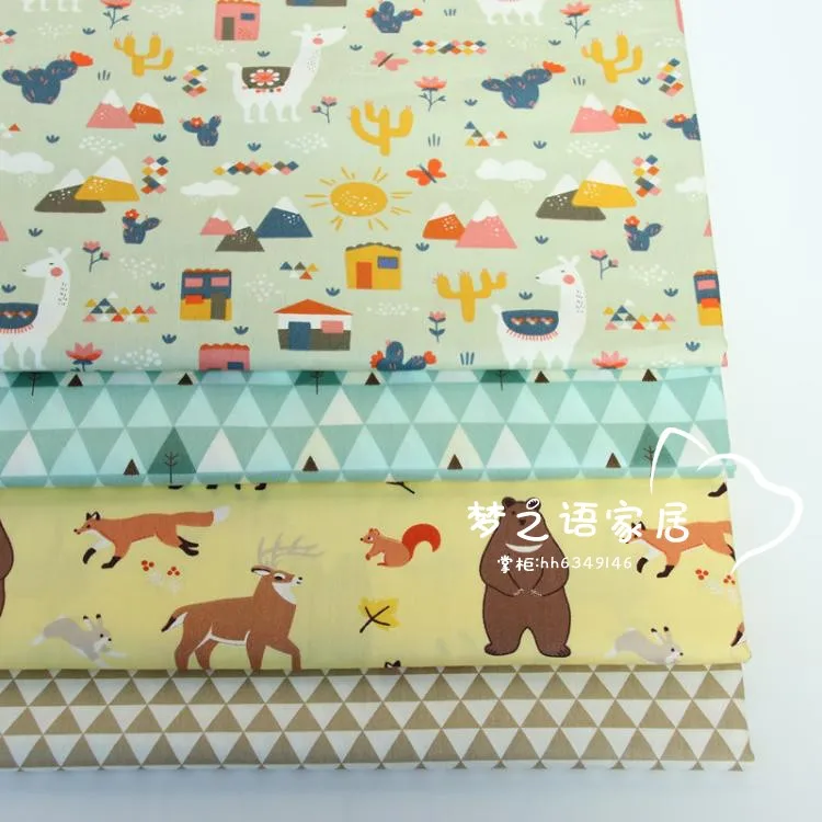 

160cm*50cm cotton fabric cartoon fabric bear fox infant baby DIY bedding apparel dress patchwork fabric kids handwork cloth