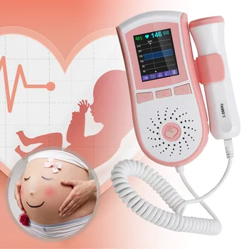 

Pink Fetal Doppler Prenatal Heart Baby Heart Monitor 3MHz Probe Dual Interface Display Color LCD Display Pocket