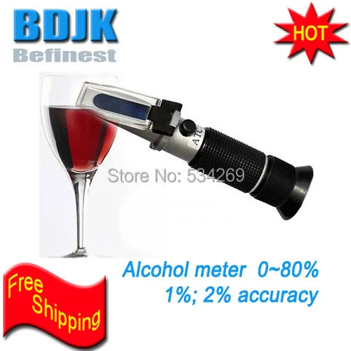 

0-80% ATC Alcohol Refractometer Tester Ethanol Refractometers for Wine VOL Measuring Tool