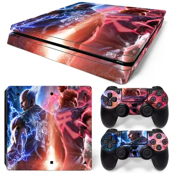 

Free drop shipping Wholesale Price Protective Vinyl sticker for PS4 slim console + 2 controller skin covers #TN-P4Slim-1502