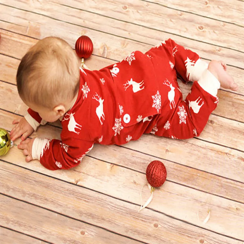 

Cute Christmas Newborn Clothes Baby Girl Rompers Pajamas 100% Cotton Premature Jumpsuits One-Piece Clothing Snowflakes Reindeer