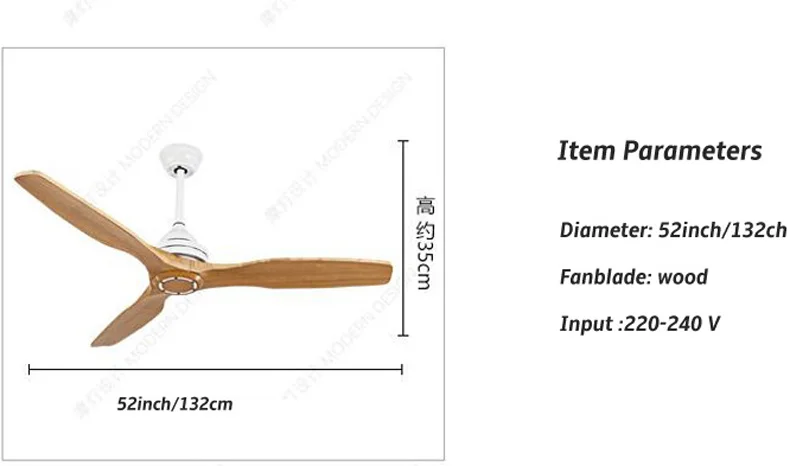 Креативный домашний потолочный вентилятор декоративный деревянный потолочный вентилятор подвесной вентилятор 52 дюйма для гостиной спальни 110 В/220 В