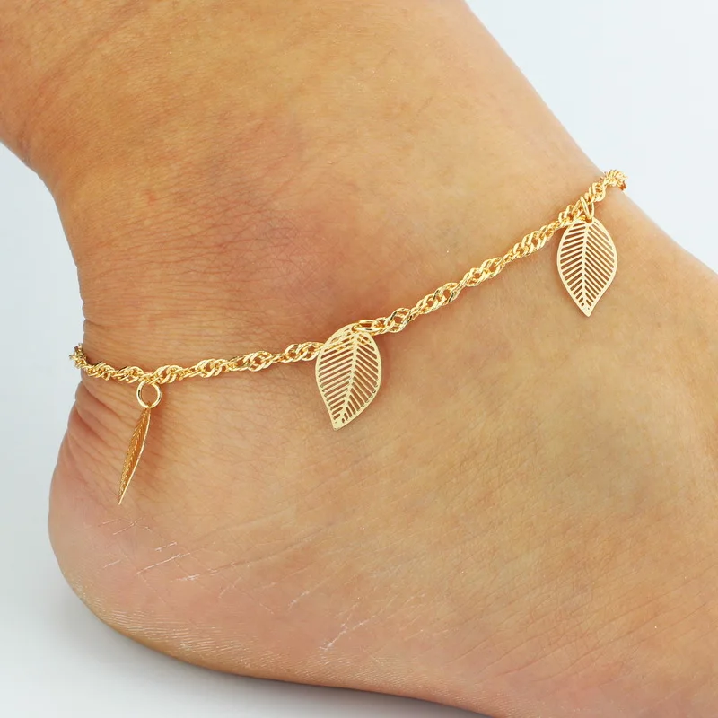 New Fashion Ma am Leaf Anklet Bride White Retro Foot Ring Accessories Wholesale