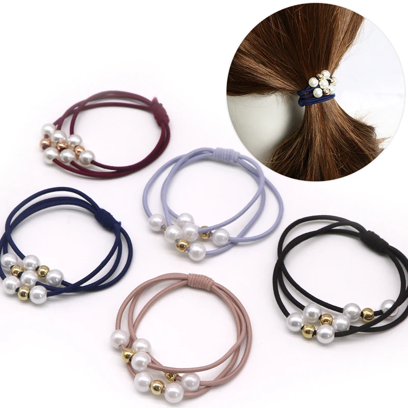 10pcs Fashion Pearl Elastic Hair Bands Elegant Lady Women Hair