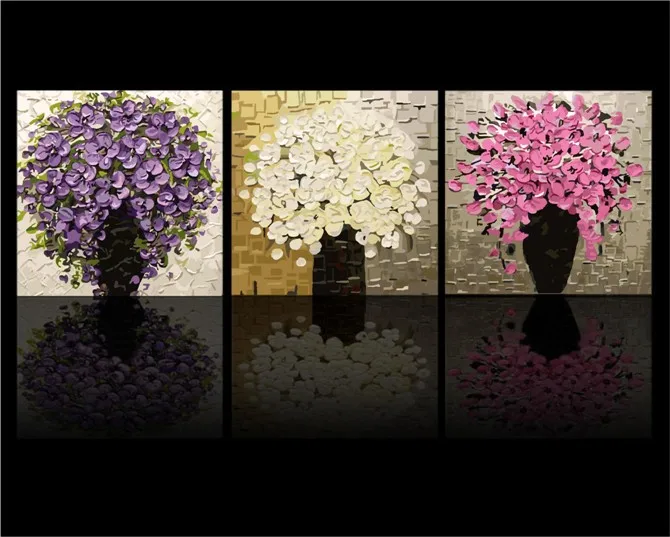 

3 Pieces Large Flowers DIY Digital Oil Painting Coloring by Numbers Frameless Hand Painted Canvas Oil Paintings Home Wall Decor