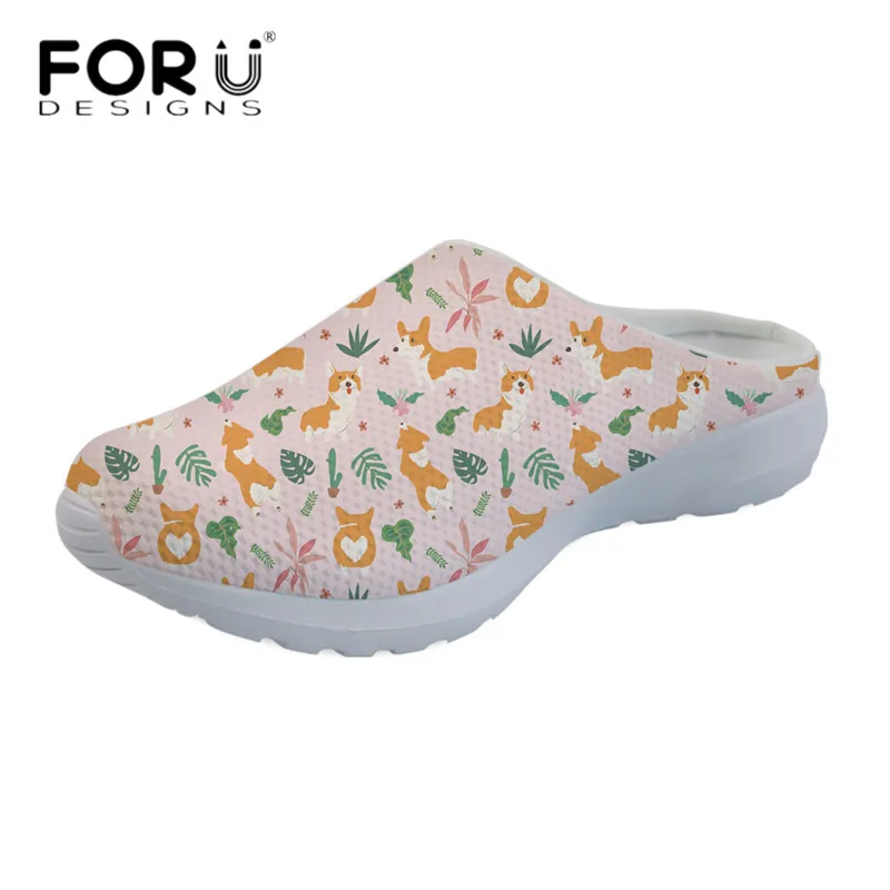

FORUDESIGNS Casual Sandals Women Shoes Tropical Corgi/Beagle/Pug Pattern Air Mesh Summer Slippers Breathable Zapatos Mujer Girls